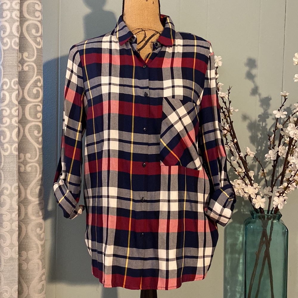 NWOT Zara Trafaluc Plaid Blouse